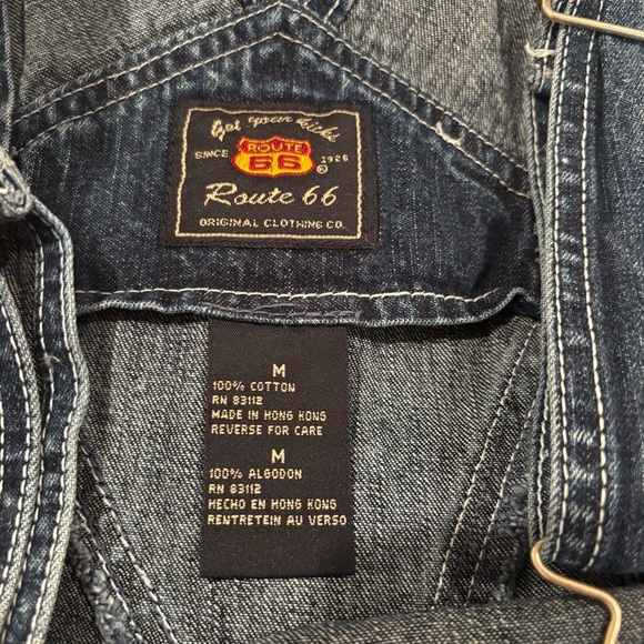 Route 66 Vintage 90's Denim Overall Long Jorts 100% Cotton Dark Wash Size M - Picture 9 of 13